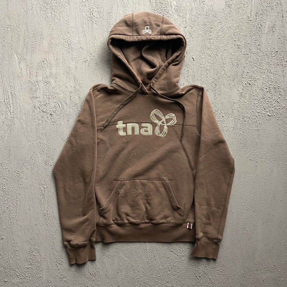 Vintage TNA Logo Pullover Hoodie Womens Medium Brown 2000s TNA